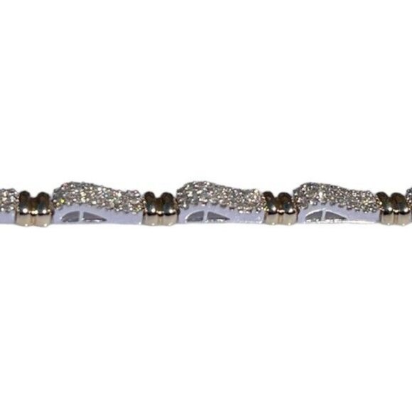 14kt Diamond Two Tone Link Tennis Bracelet (White and Yellow Gold) - Picture 3 of 5